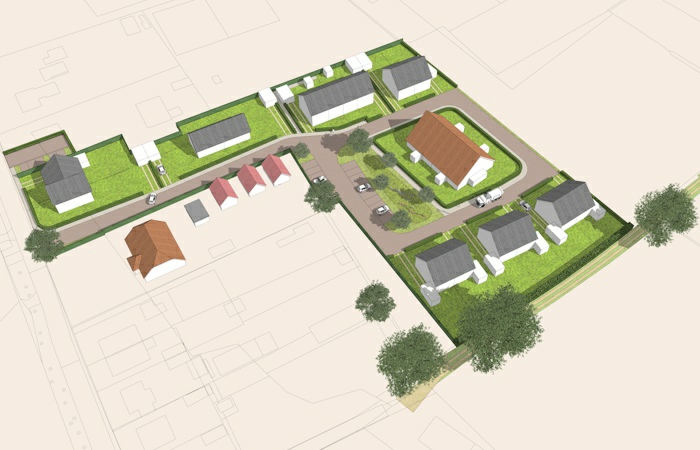 De Kwekerij, 3D-model, vogelvlucht, woonerf, verkaveling, wadi, waterberging