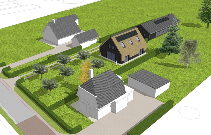 architectuur, schuurwoningen, 3D-modellering, verbeelding, landelijk gebied, Twello,