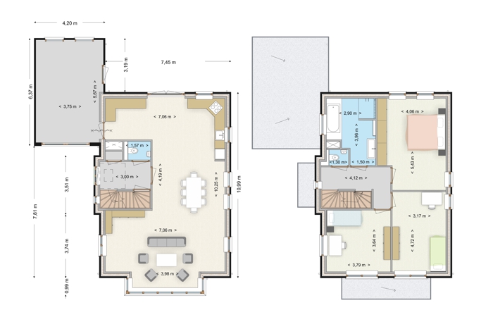 Woningplattegronden van de herenhuizen