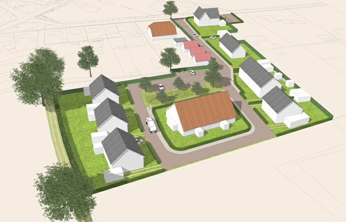 De Kwekerij, 3D-model, vogelvlucht, woonerf, verkaveling, wadi, waterberging