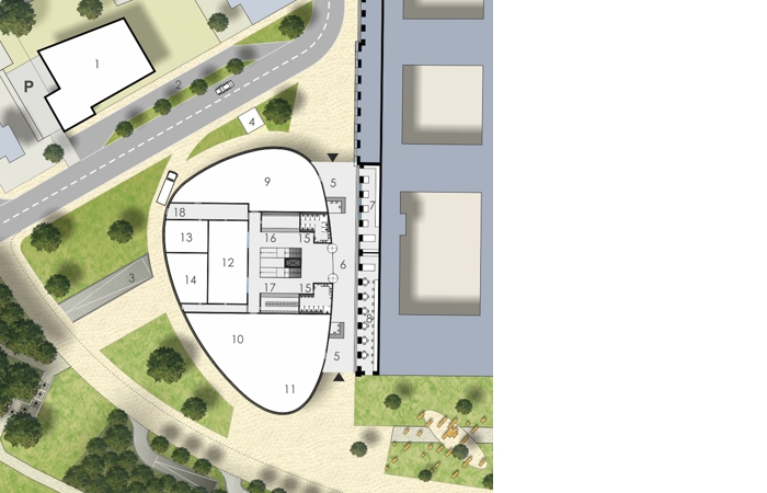  Nieuw Bauhaus-Museum in Weimar plattegrond begane grond