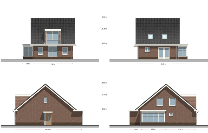 Gevelbeelden van de vrijstaande woning